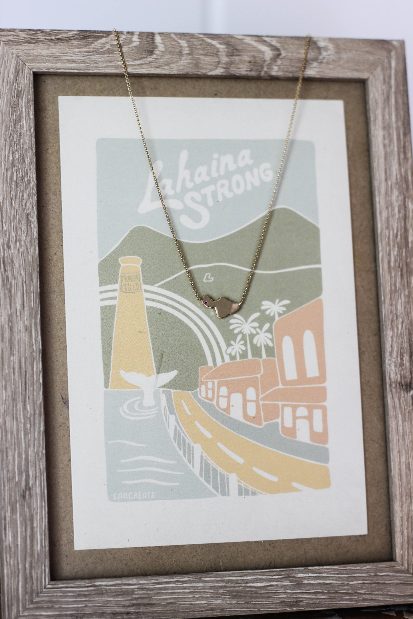 14K Gold Maui Necklace | Love for Lahaina w/Diamond or Ruby