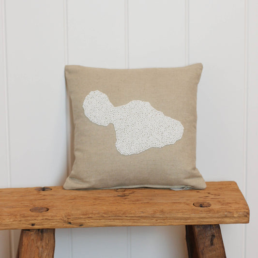 Maka Sea 12x12 Beaded Small Square Pillow | Island of Maui
