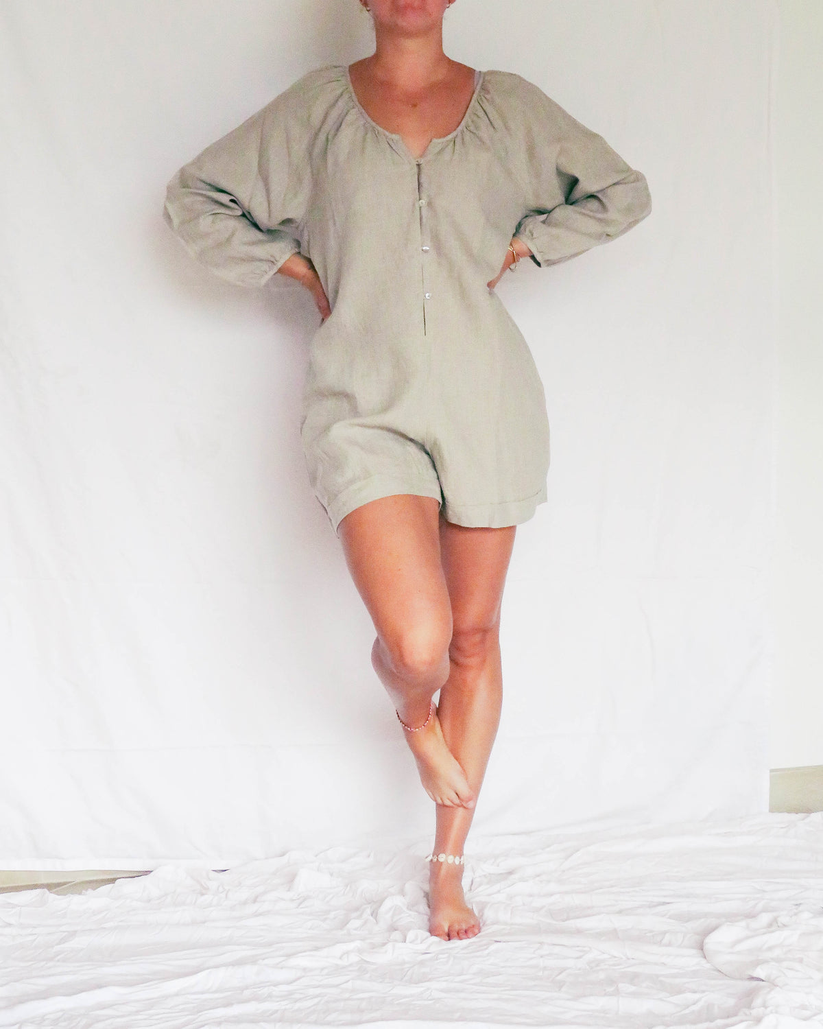 Bu Tiki Gracie Linen Romper | Three colors