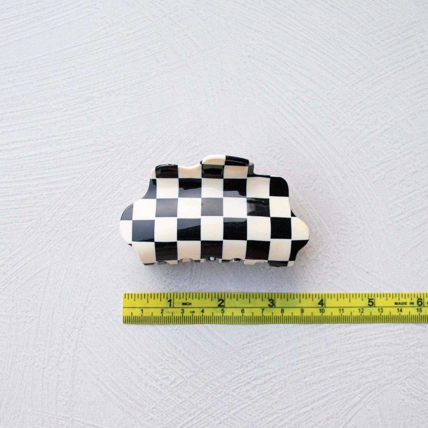 Eco Cloud Checkerboard Pattern Hair Claw Clip