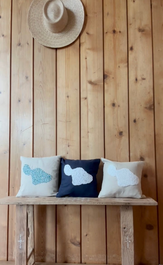 Maka Sea 12x12 Beaded Small Square Pillow | Ocean and Beach Designs