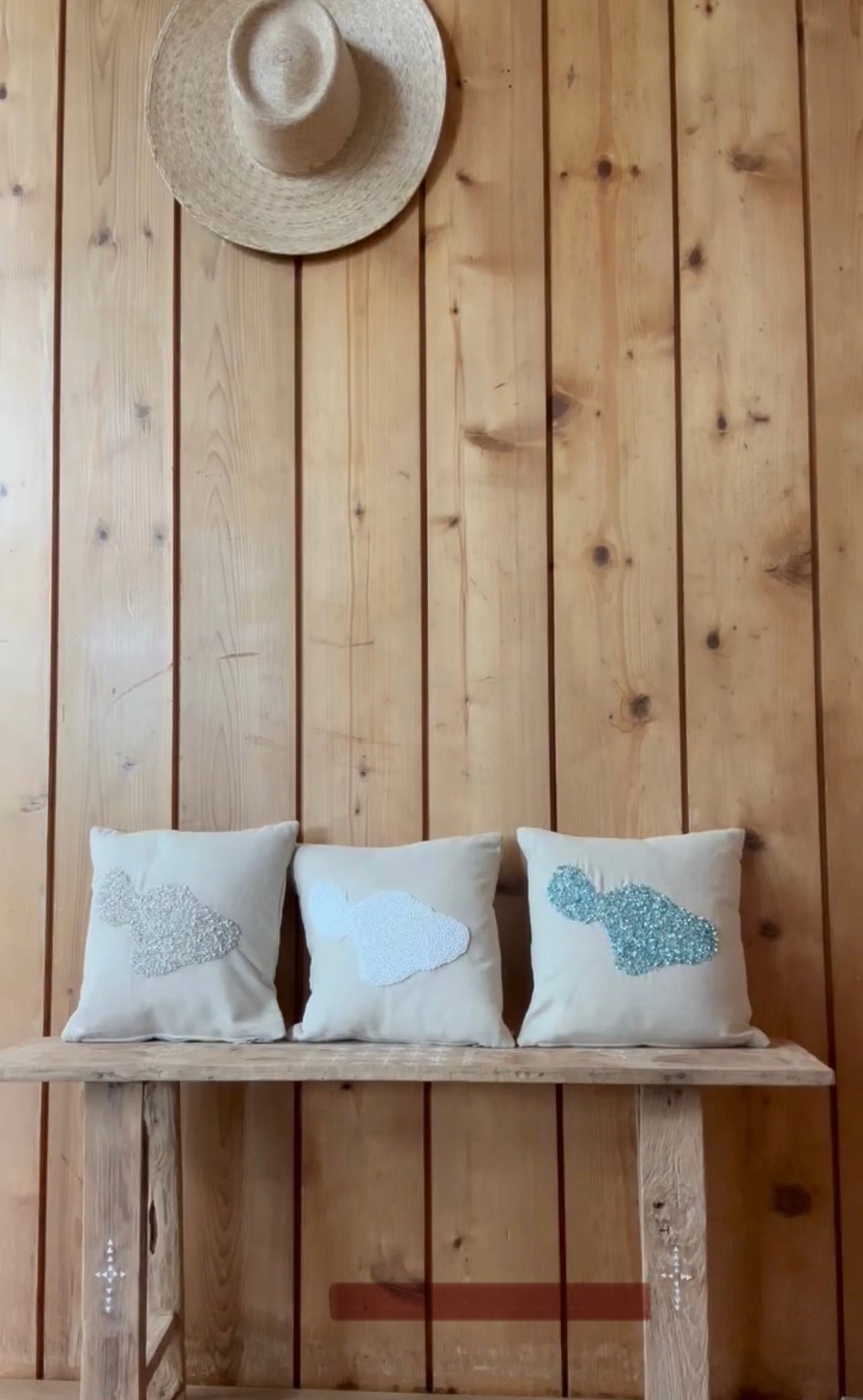 Maka Sea Beaded Small Square Pillow | Island of Maui