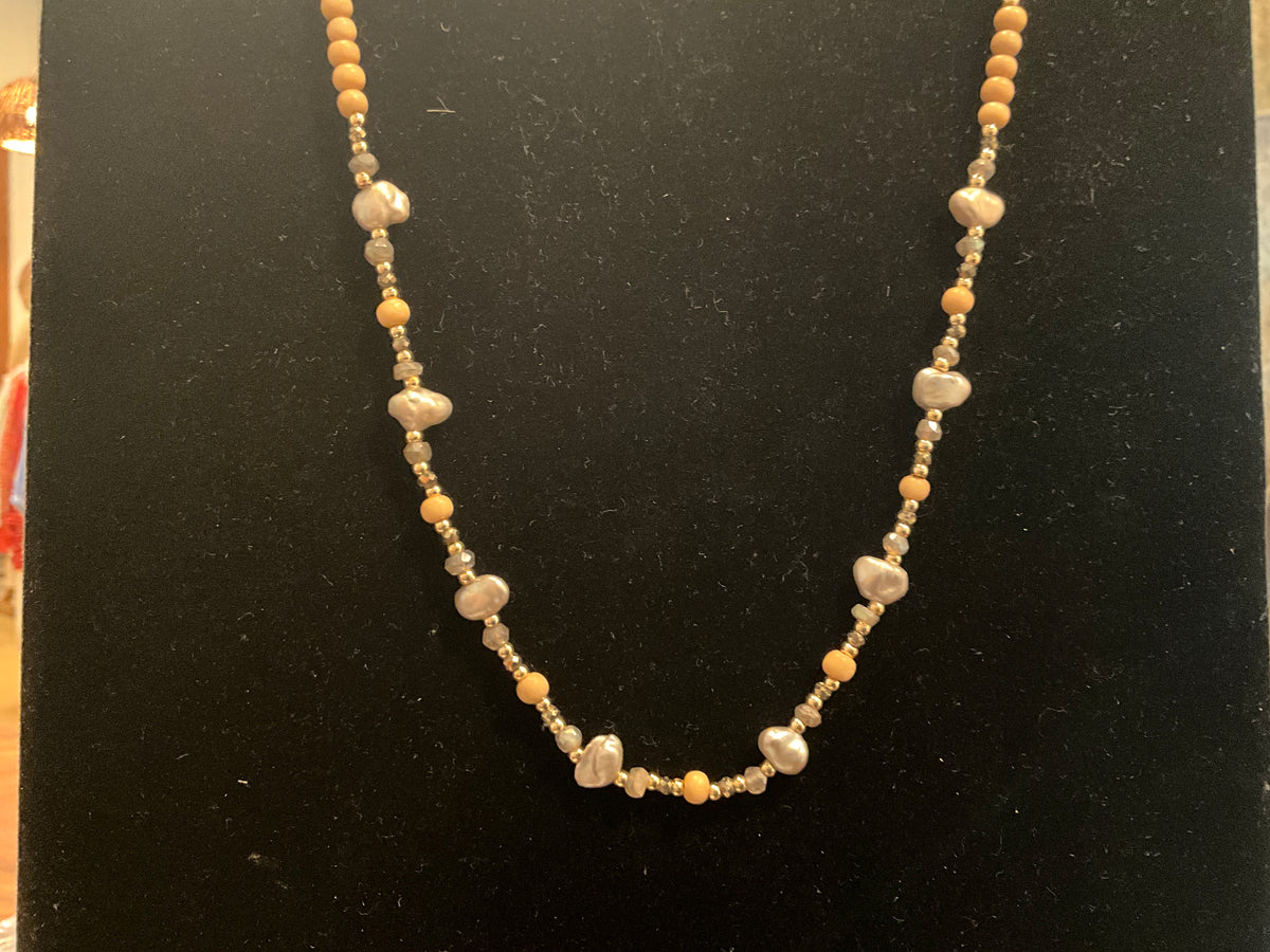 Keshi Sandalwood Pyrite Necklace