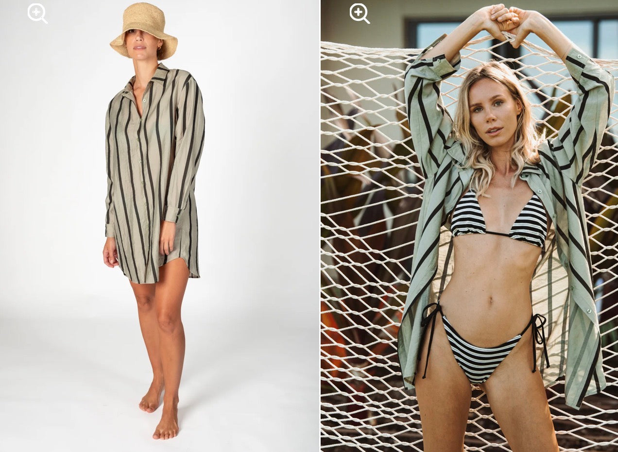 Sage Stripe Cover Up