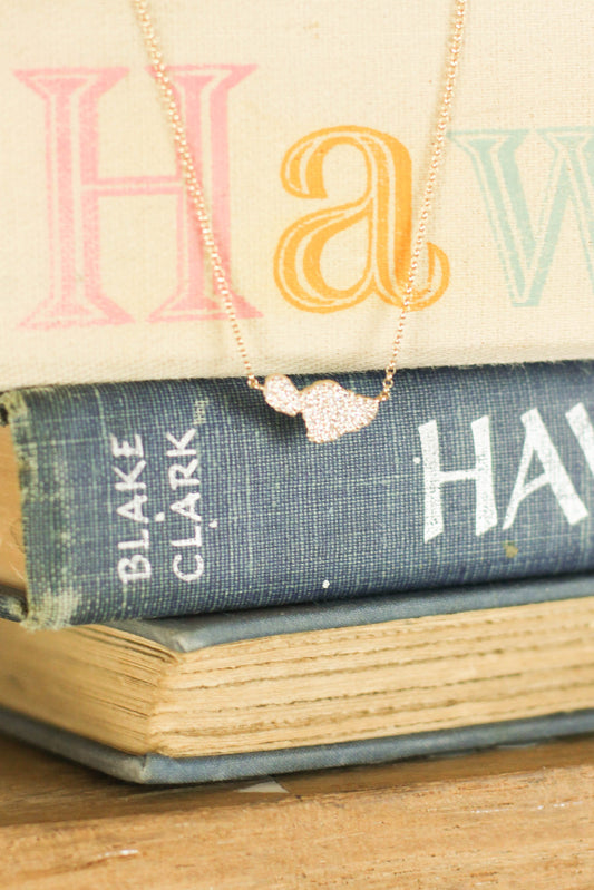 14K Gold Micro Pavé Necklace | Maui Island Silhouette