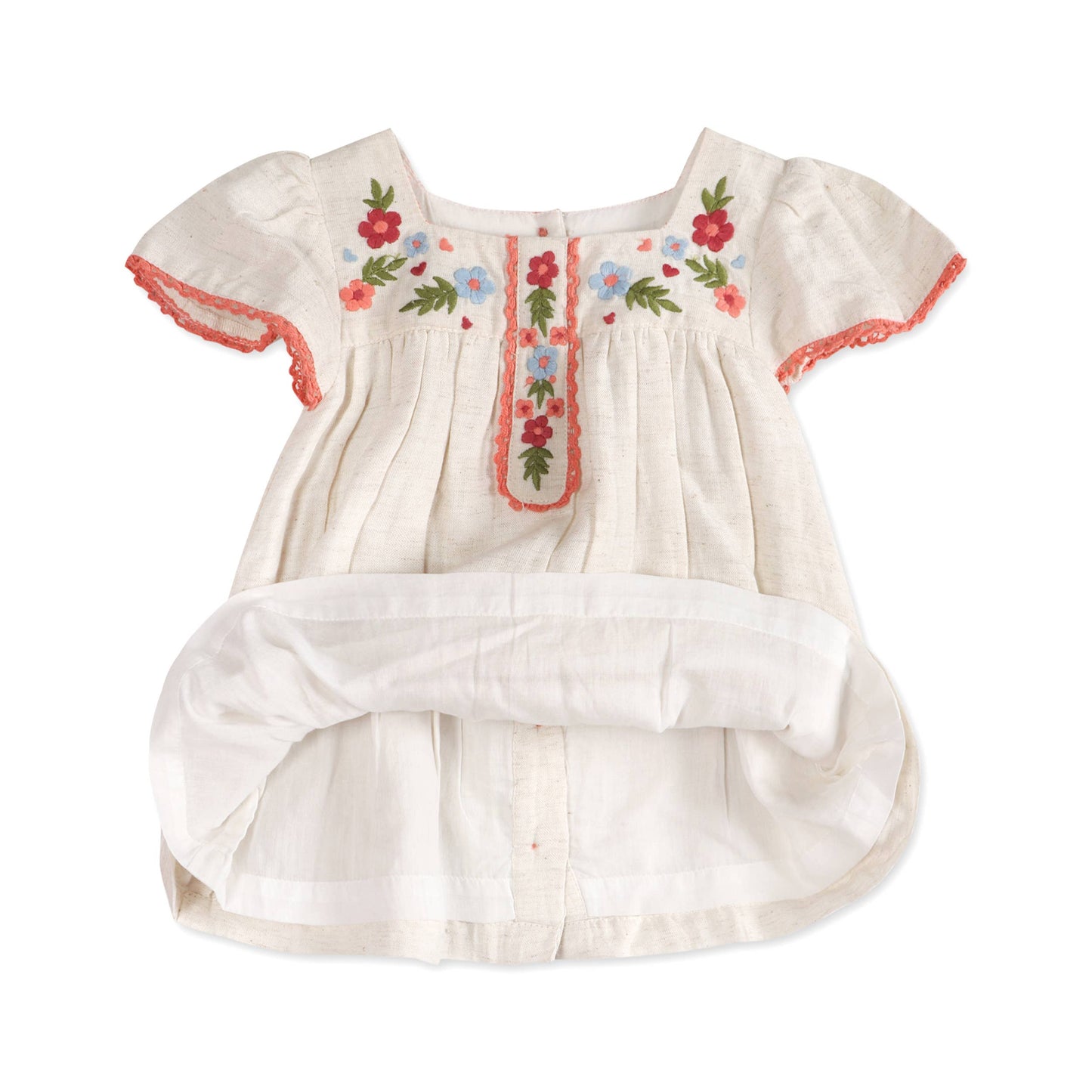 Gabi Embroidered Baby Dress + Bloomer (Linen)
