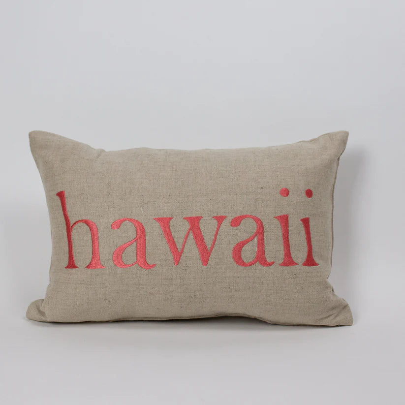 Square Hawaii | Aloha Embroidered Reverse Text Pillow Cover