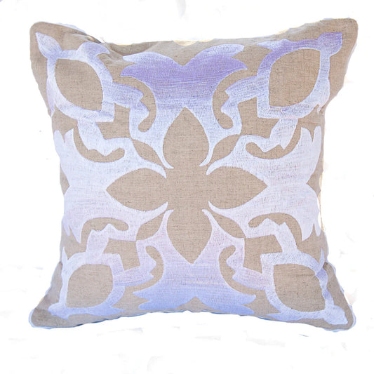 Maka Sea Embroidered Square Linen Pillow | Lanikai Collection | Sea Turtle