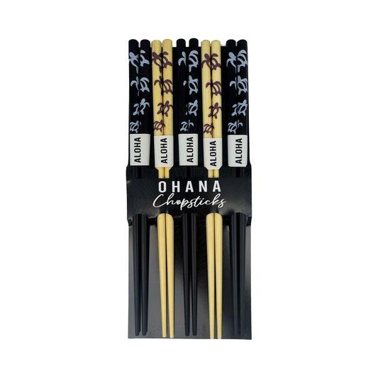Reusable Bamboo Chopsticks "Honu" (5 Pairs) Turtles
