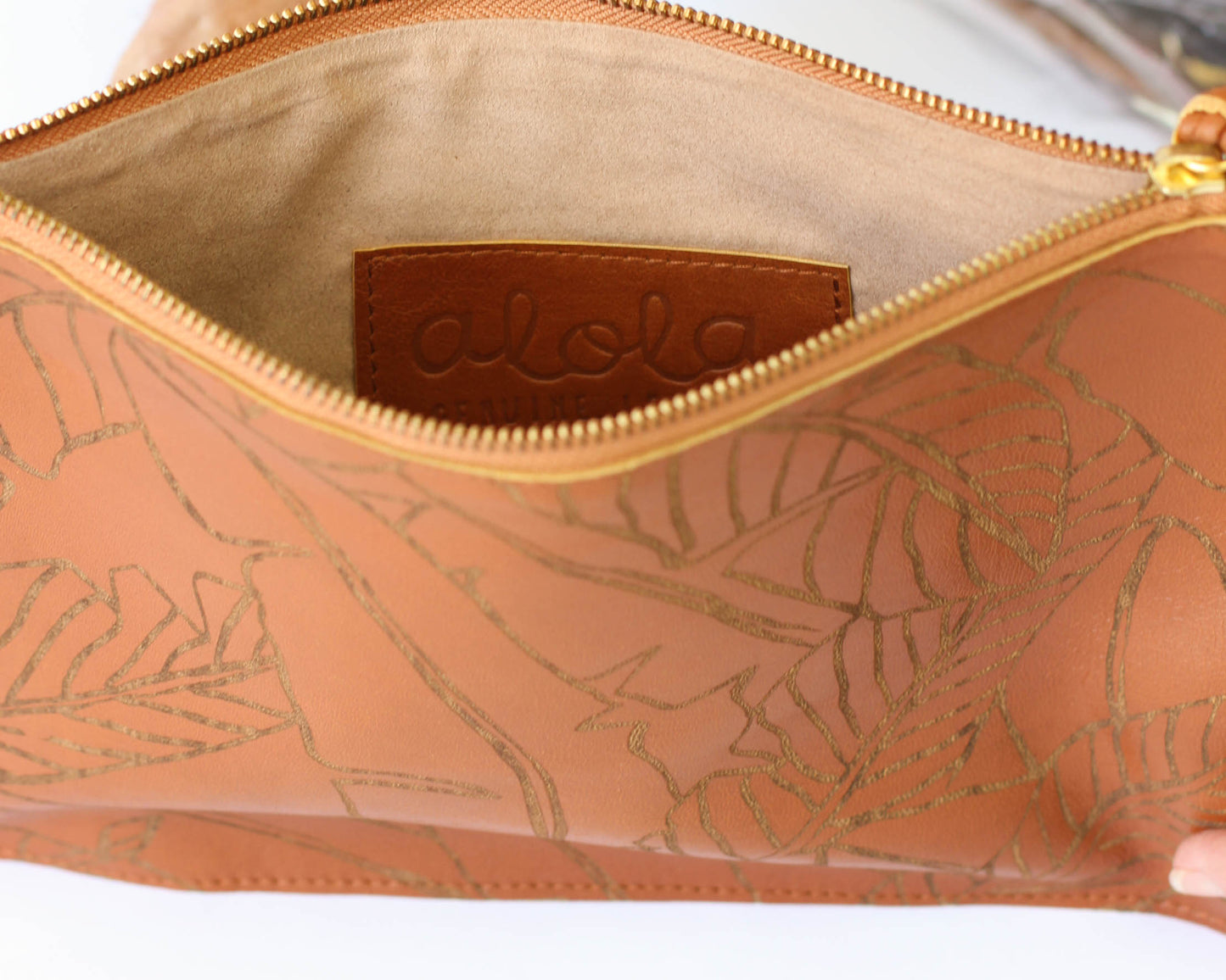 Alola Maui X Bu Tiki clutch | Leather Zippered Clutch | Banana leaf print