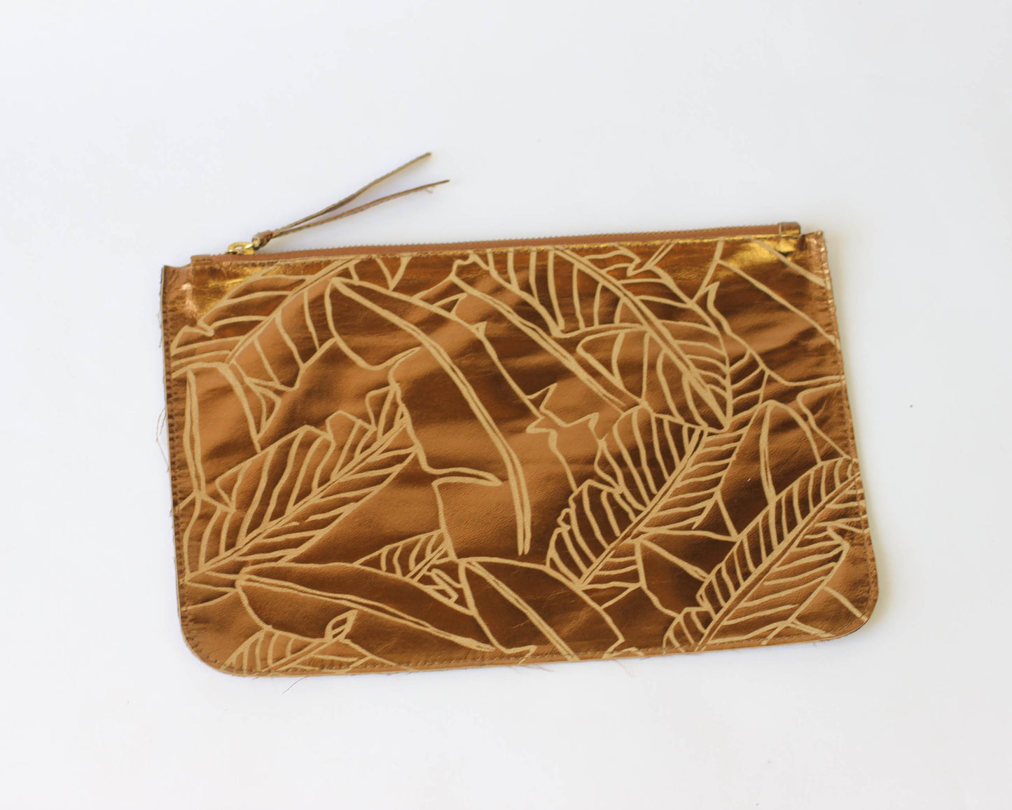 Alola Maui X Bu Tiki clutch | Leather Zippered Clutch | Banana leaf print