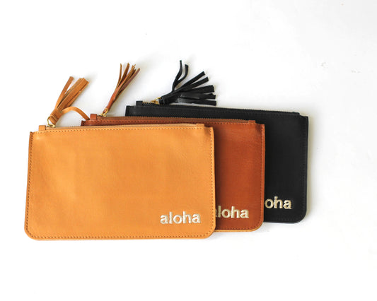 Mimi "aloha" | Leather mini-pouch | Assorted colors and embroidery