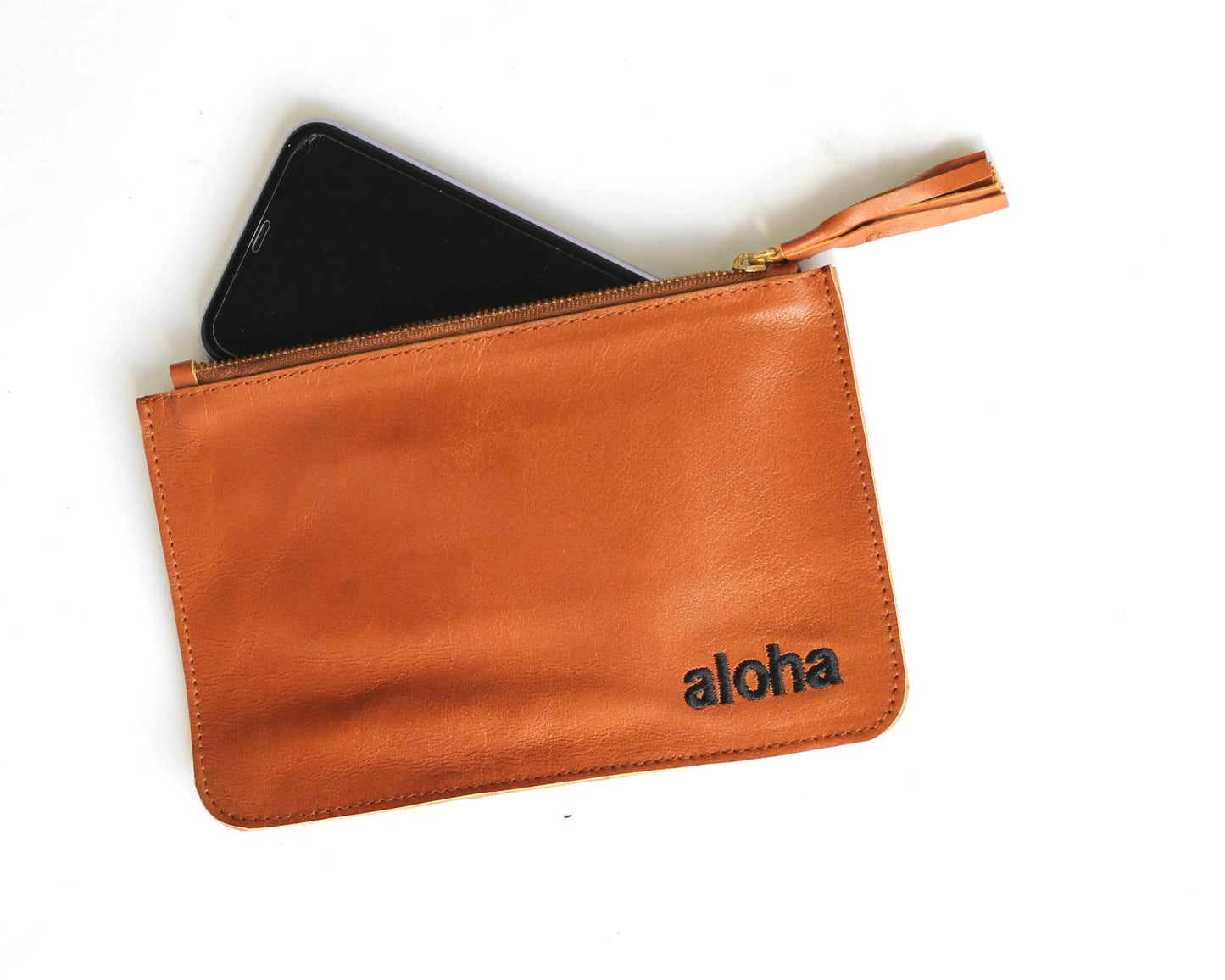 Mimi "aloha" | Leather mini-pouch | Assorted colors and embroidery