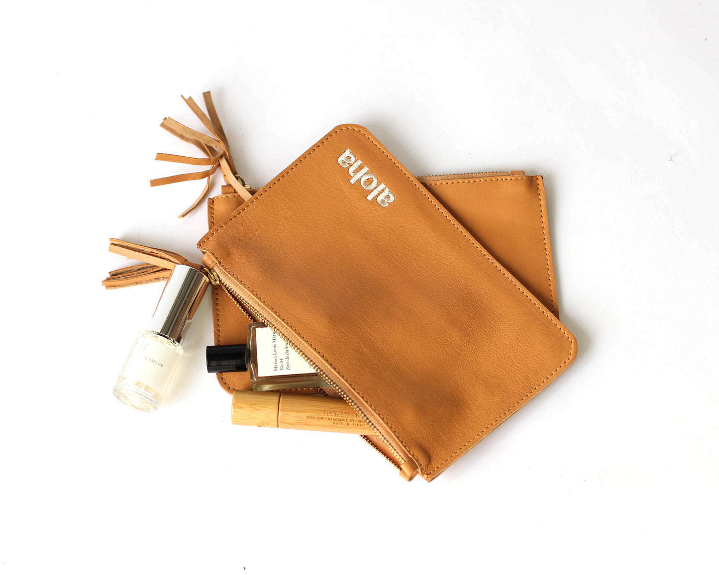 Mimi "aloha" | Leather mini-pouch | Assorted colors and embroidery