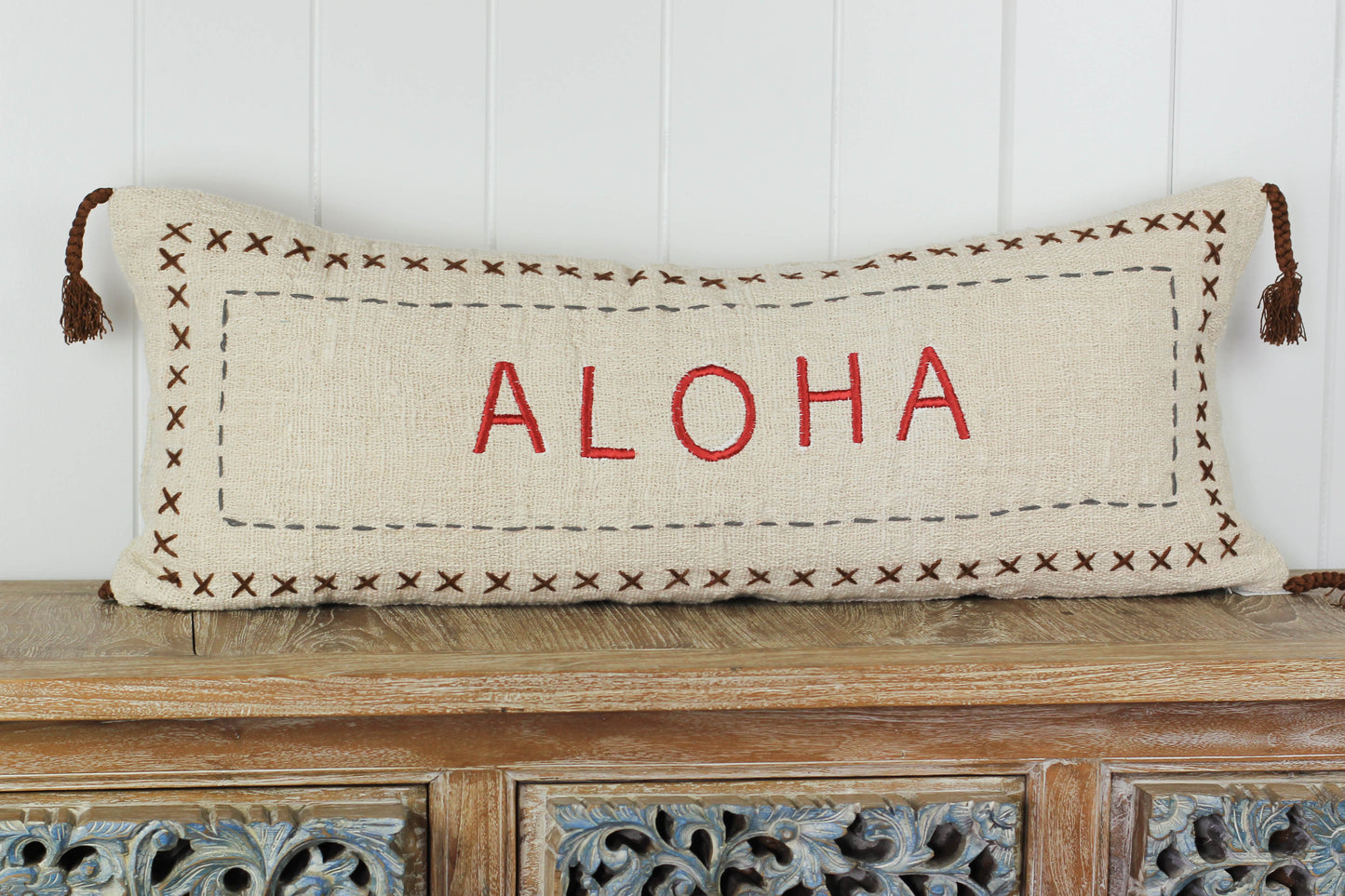 Maka Sea Textured Weave Lumbar Pillow | ALOHA