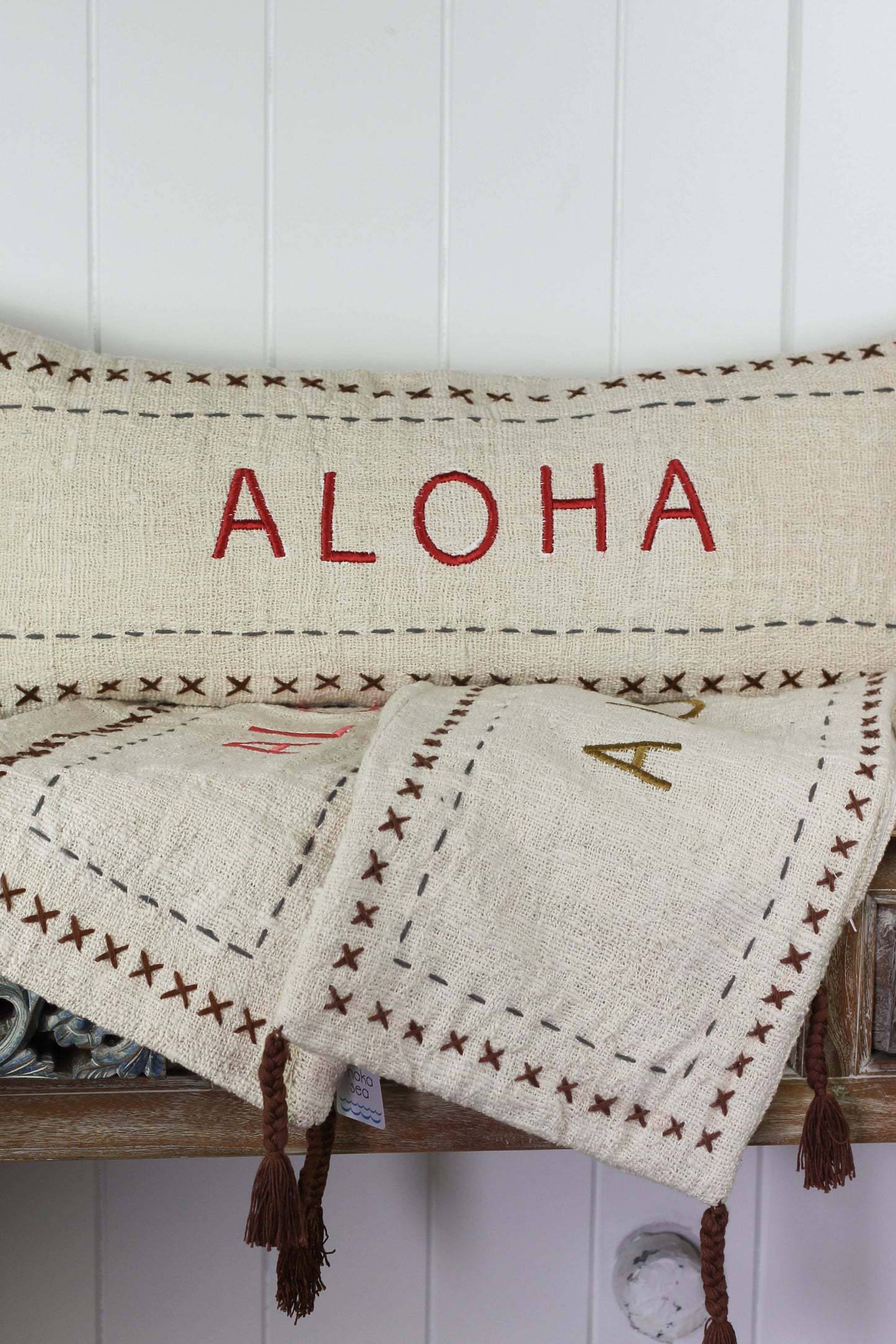 Maka Sea Textured Weave Lumbar Pillow | ALOHA