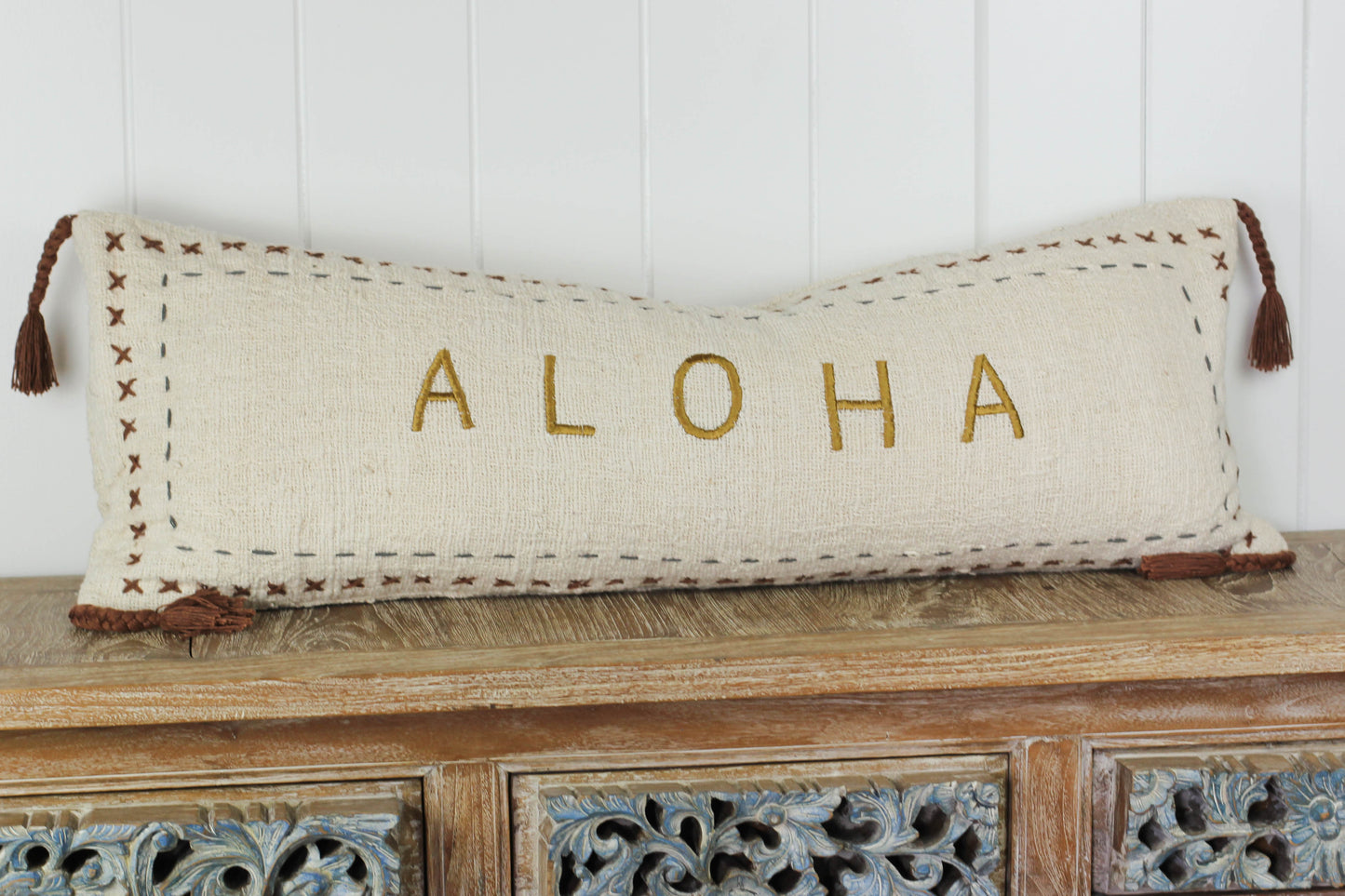 Maka Sea Textured Weave Lumbar Pillow | ALOHA