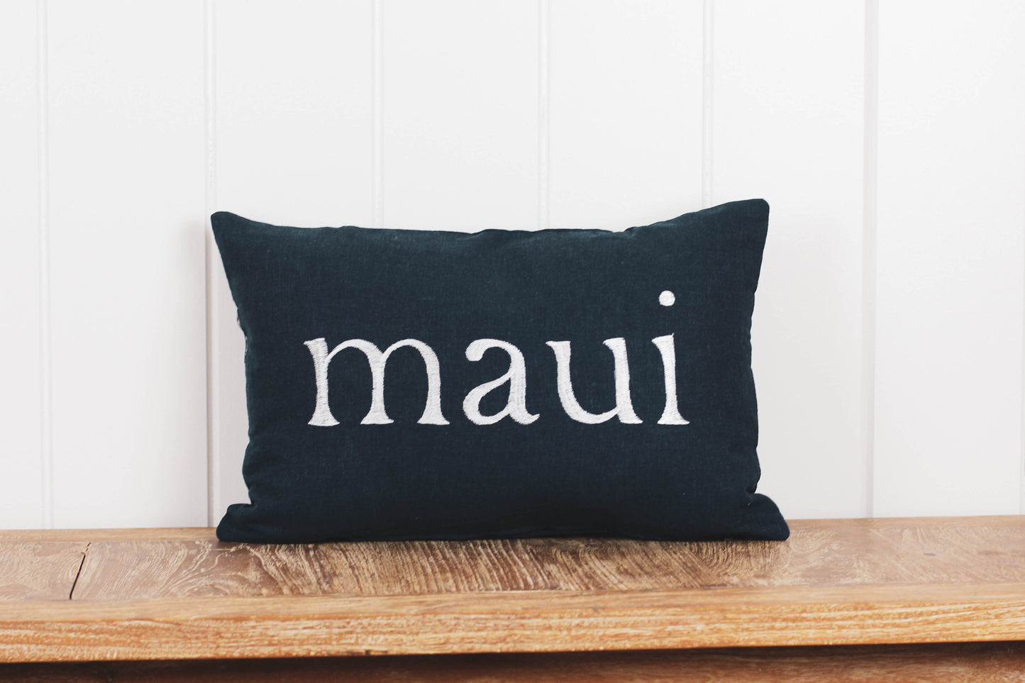 Maka Sea Linen Beaded Rectangle Pillow (Small) | Maui or Aloha