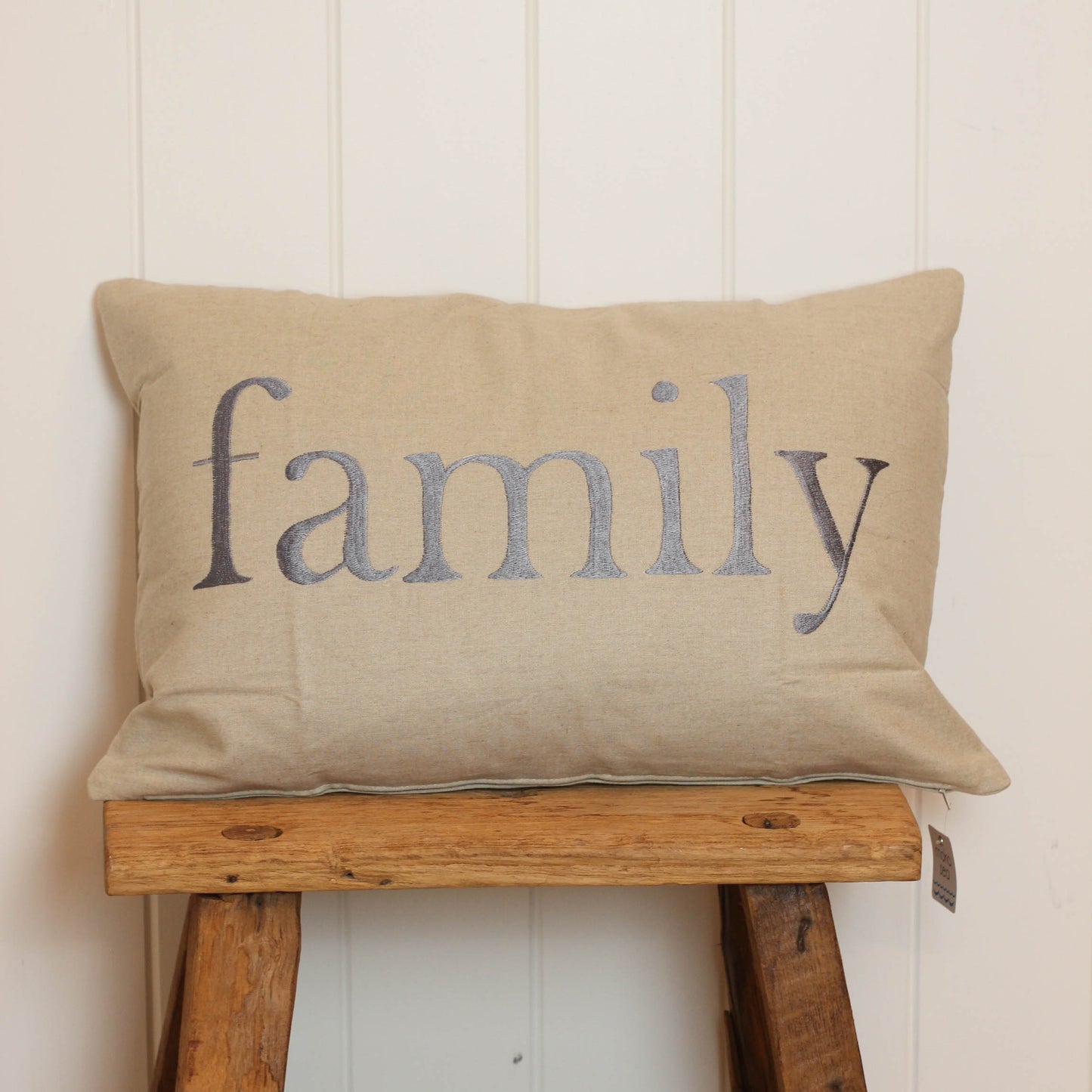 Maka Sea Linen Rectangle Pillow (Small) | 'Ohana and Family (Two-sided)