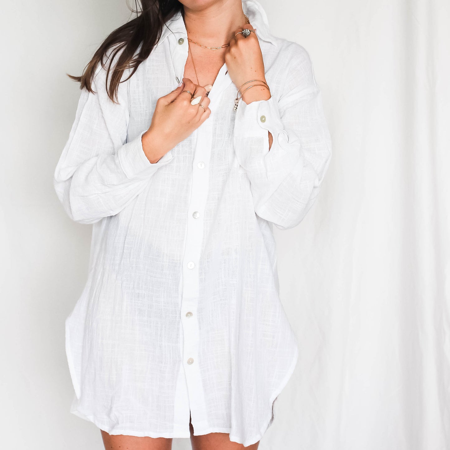 Bu Tiki Cruise Cotton Button-up Dress