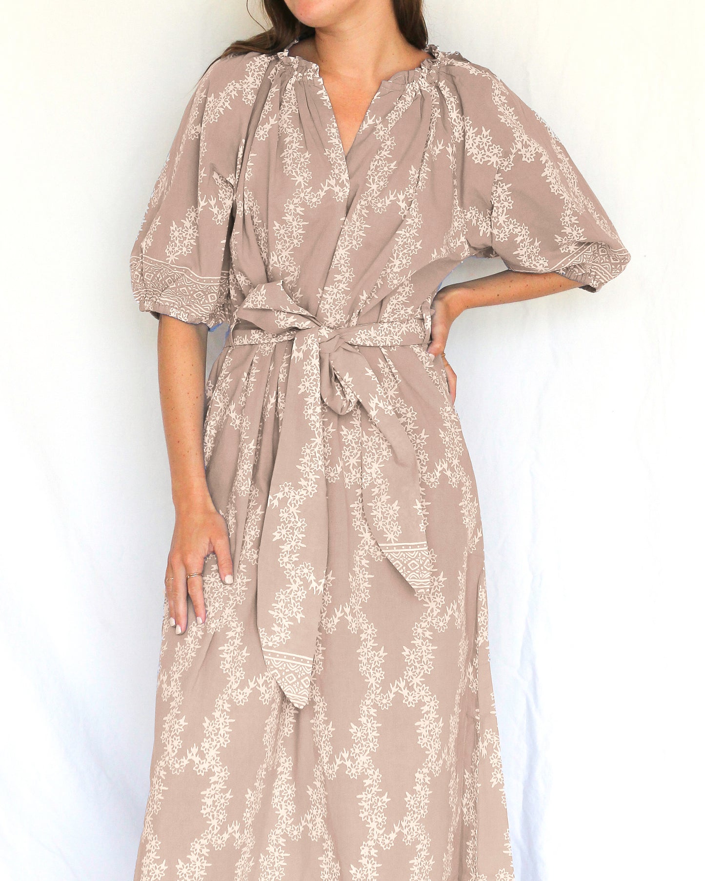 Noelani | XI Long Tunic Dress with Tie Belt | Three colors