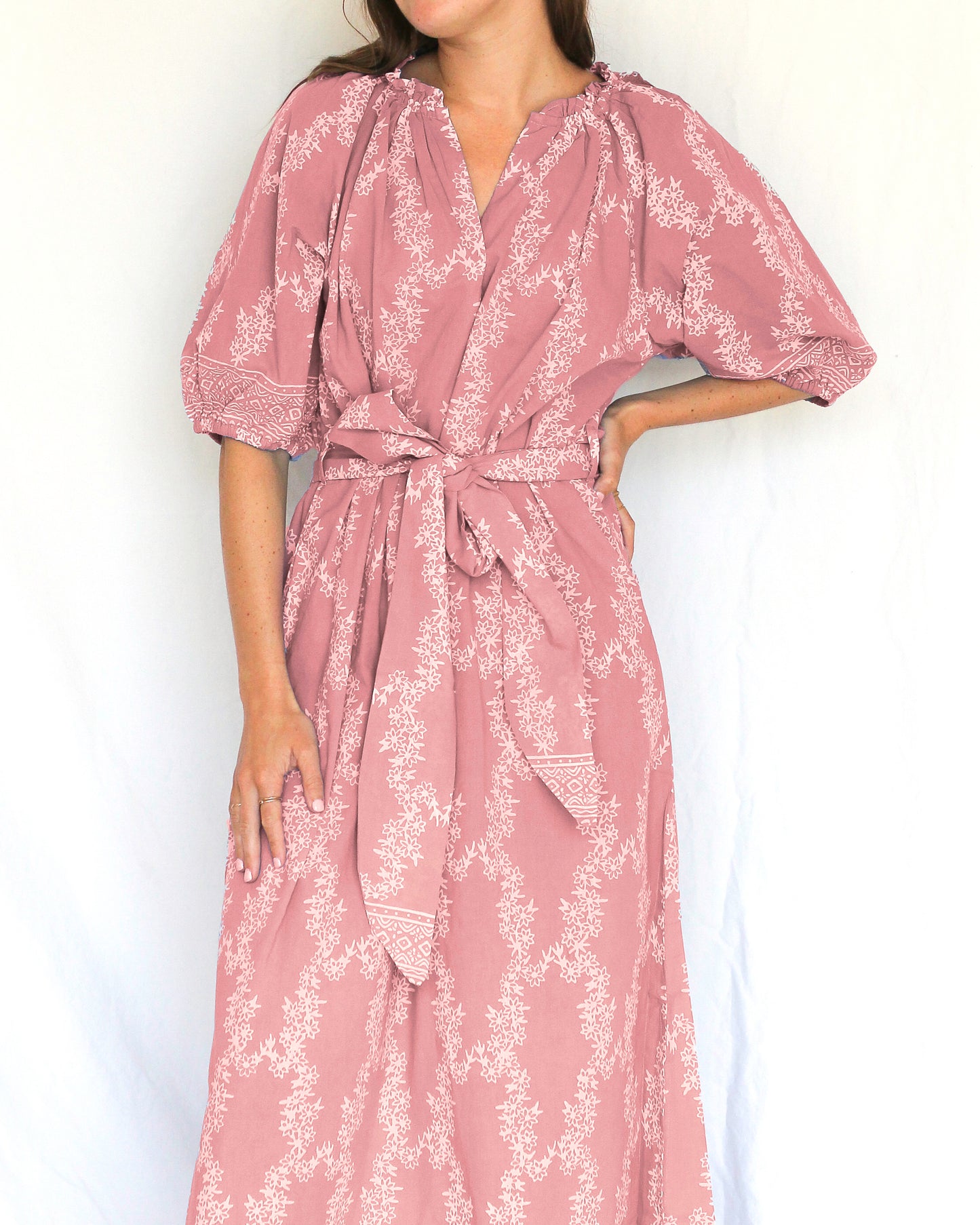 Noelani | XI Long Tunic Dress with Tie Belt | Three colors