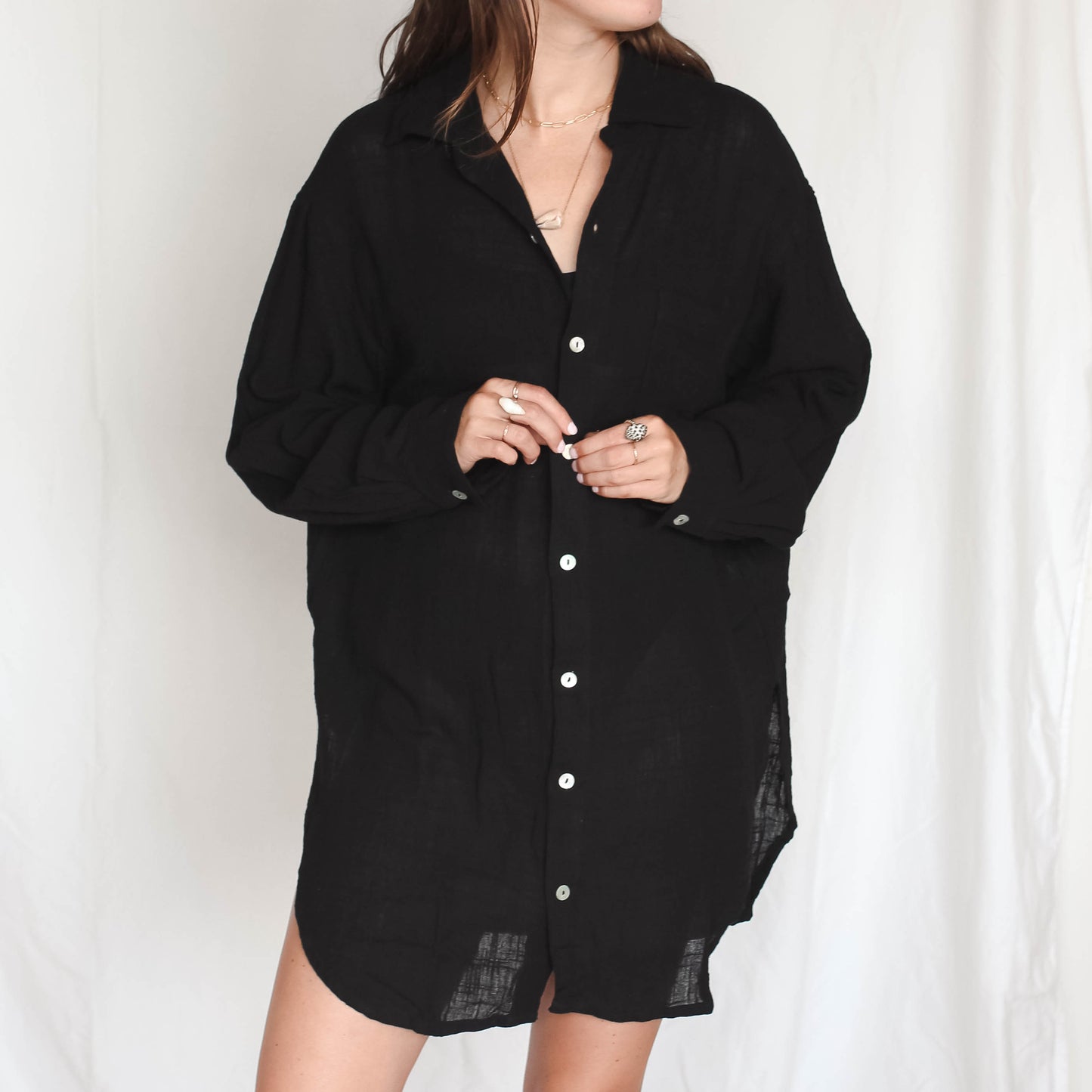 Bu Tiki Cruise Cotton Button-up Dress