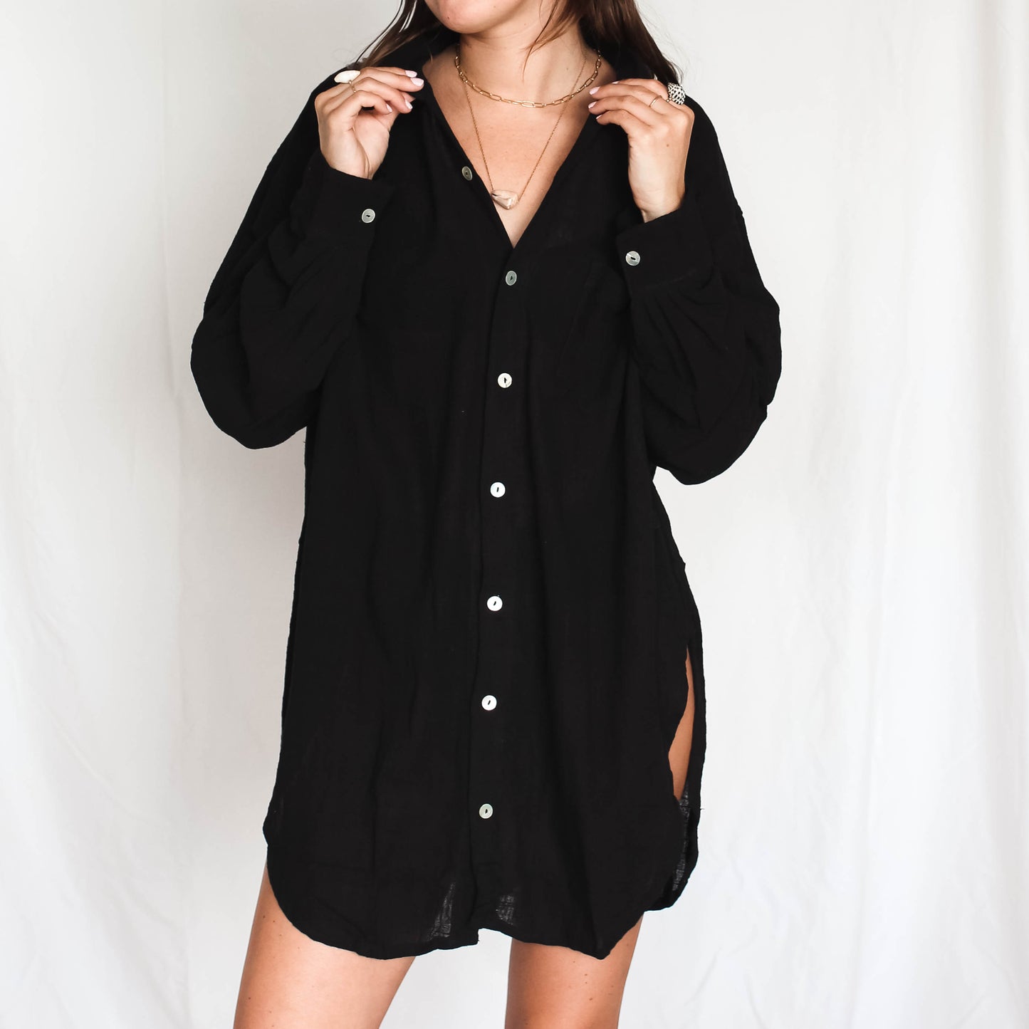 Bu Tiki Cruise Cotton Button-up Dress