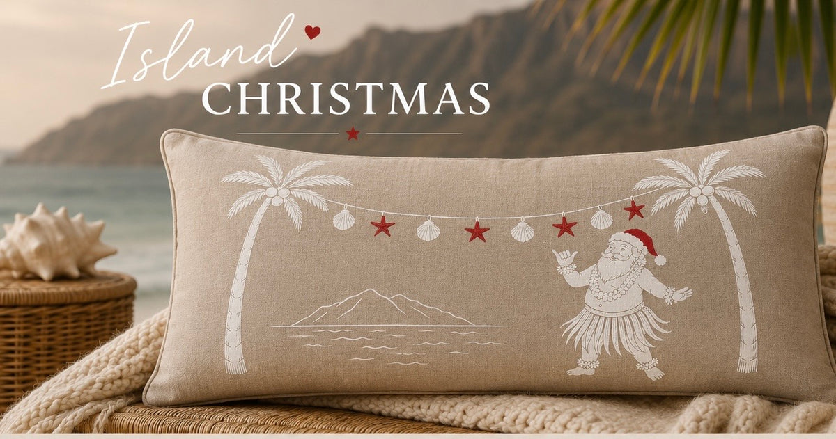 Hawaiian Shaka Santa | Mele Kalikimaka |  16 x 24 Pillow