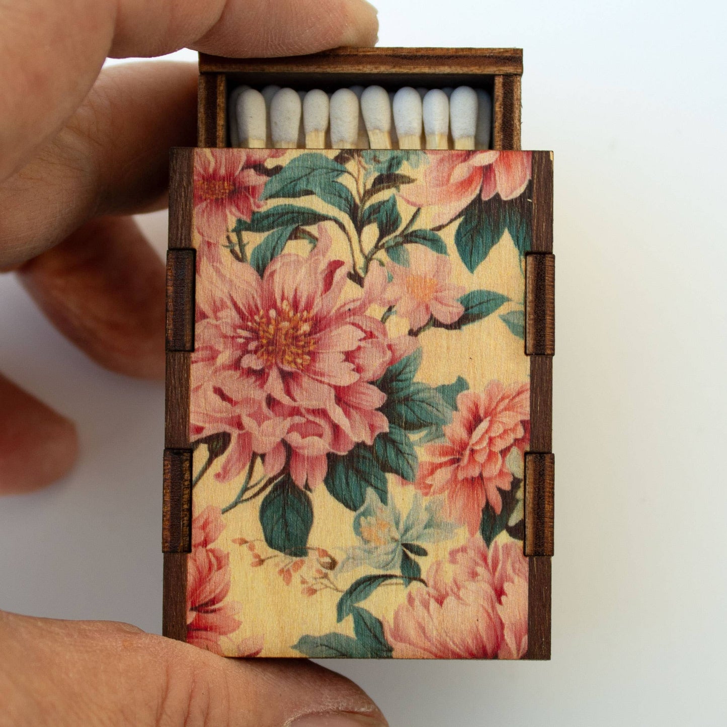 Matches • Flowers Pink Wooden Matchbox • Candle Accessory