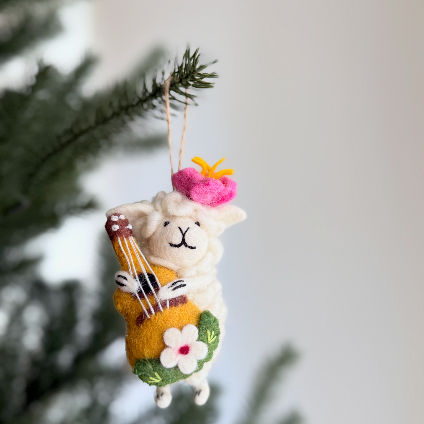 Hula Sheep Ornament with Ukulele