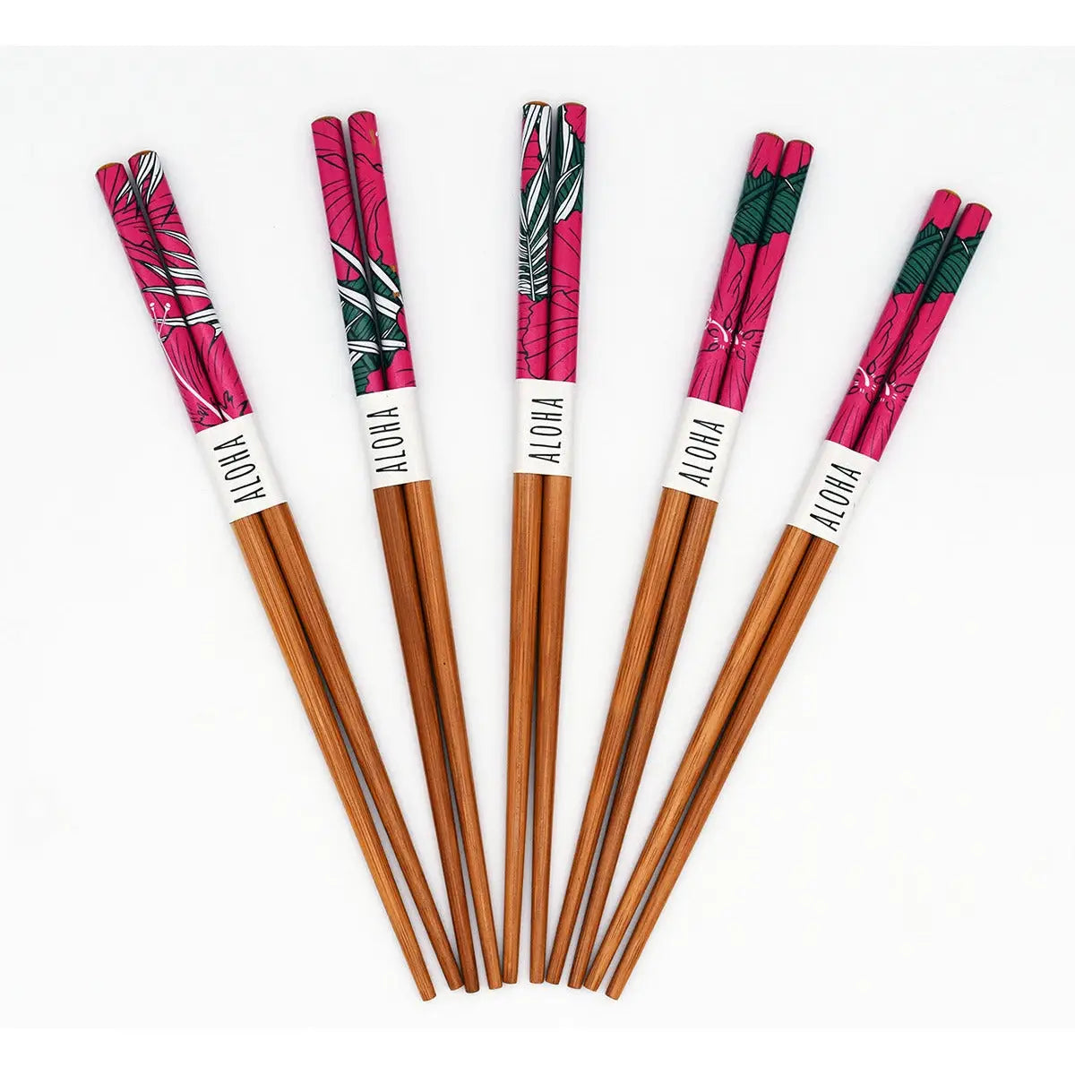 "Magenta Hibiscus" Reusable Bamboo Chopsticks