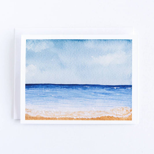 A Day at the Beach Watercolor Note Card (Single Card)