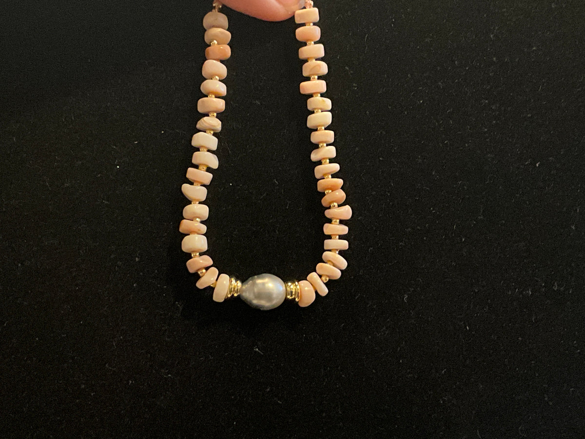 Pink Opal Tahitian Pearl Bracelet