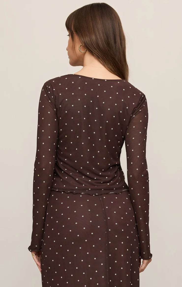 Eda Polka Dot Mesh Midi Skirt