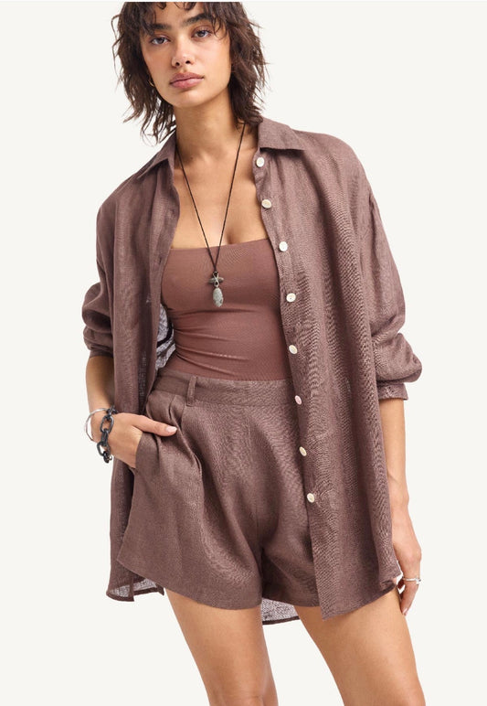 The Getaway Shorts Mocha Brown or Sand Dunes Stripe