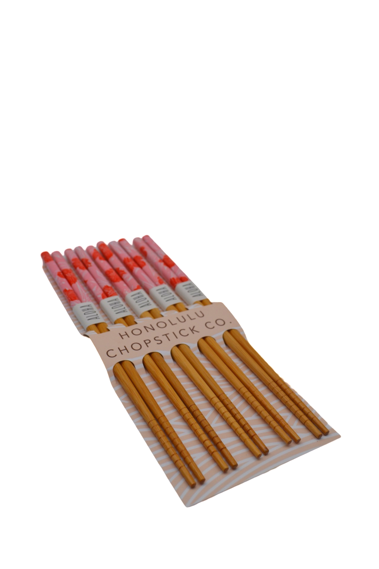 "Red Hibiscus" Reusable Bamboo Chopsticks (5 Pairs)