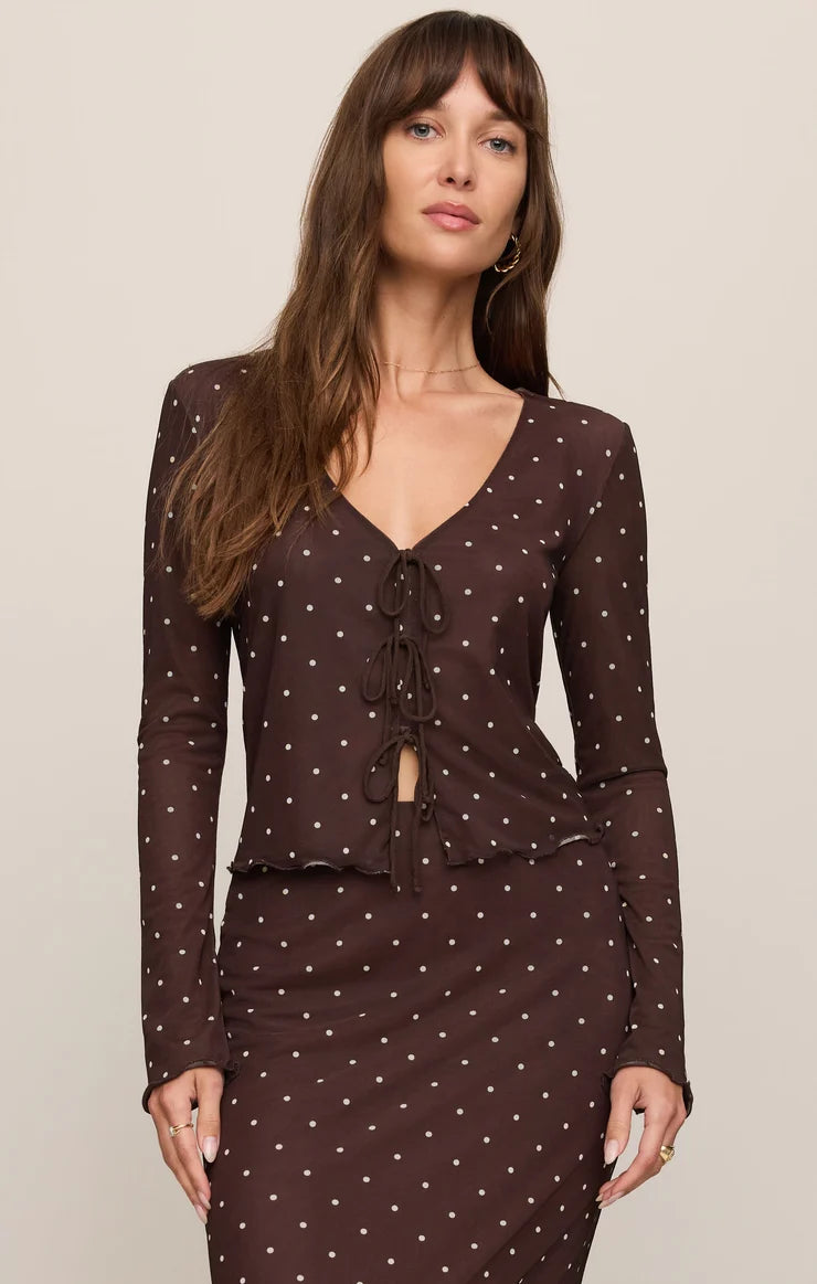 Eda Polka Dot Mesh Midi Skirt