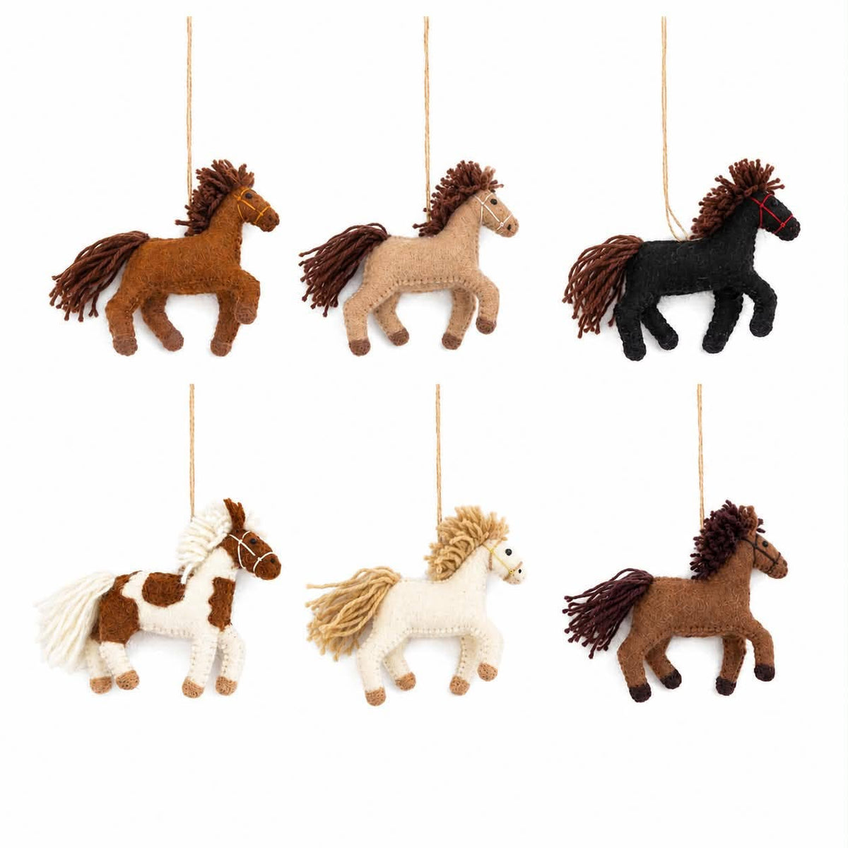 Felt Horse Ornament - Set of 6