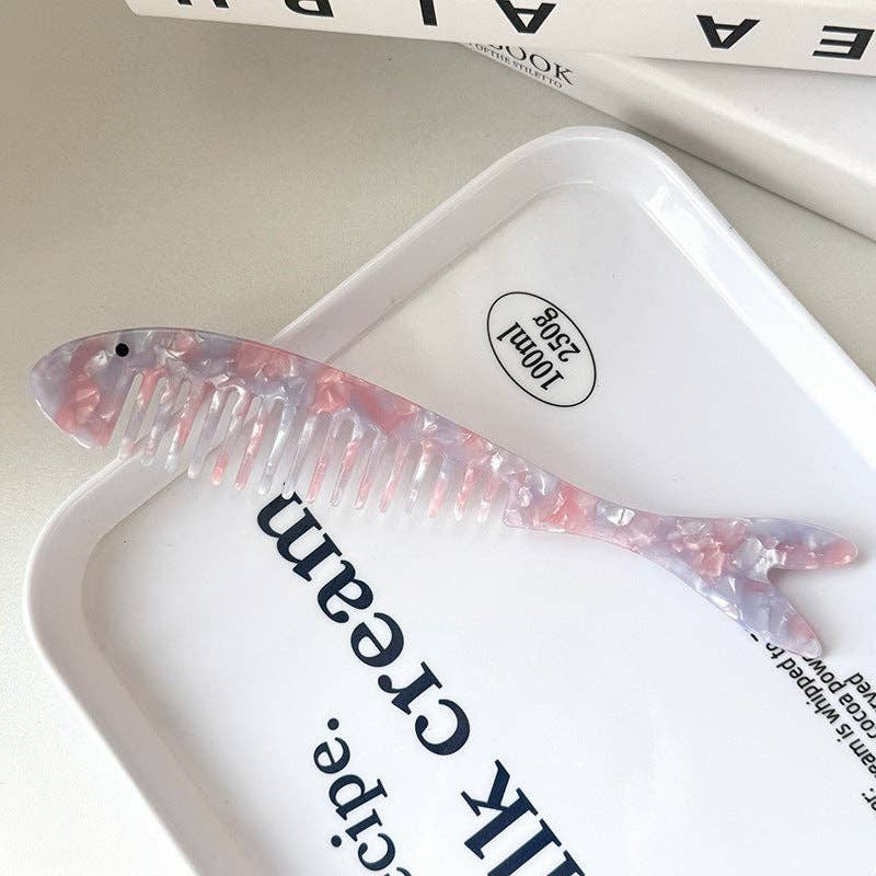 Chic Fish Shape Marble Acetate Portable Hair Combs MK2PPM6CT5CB54