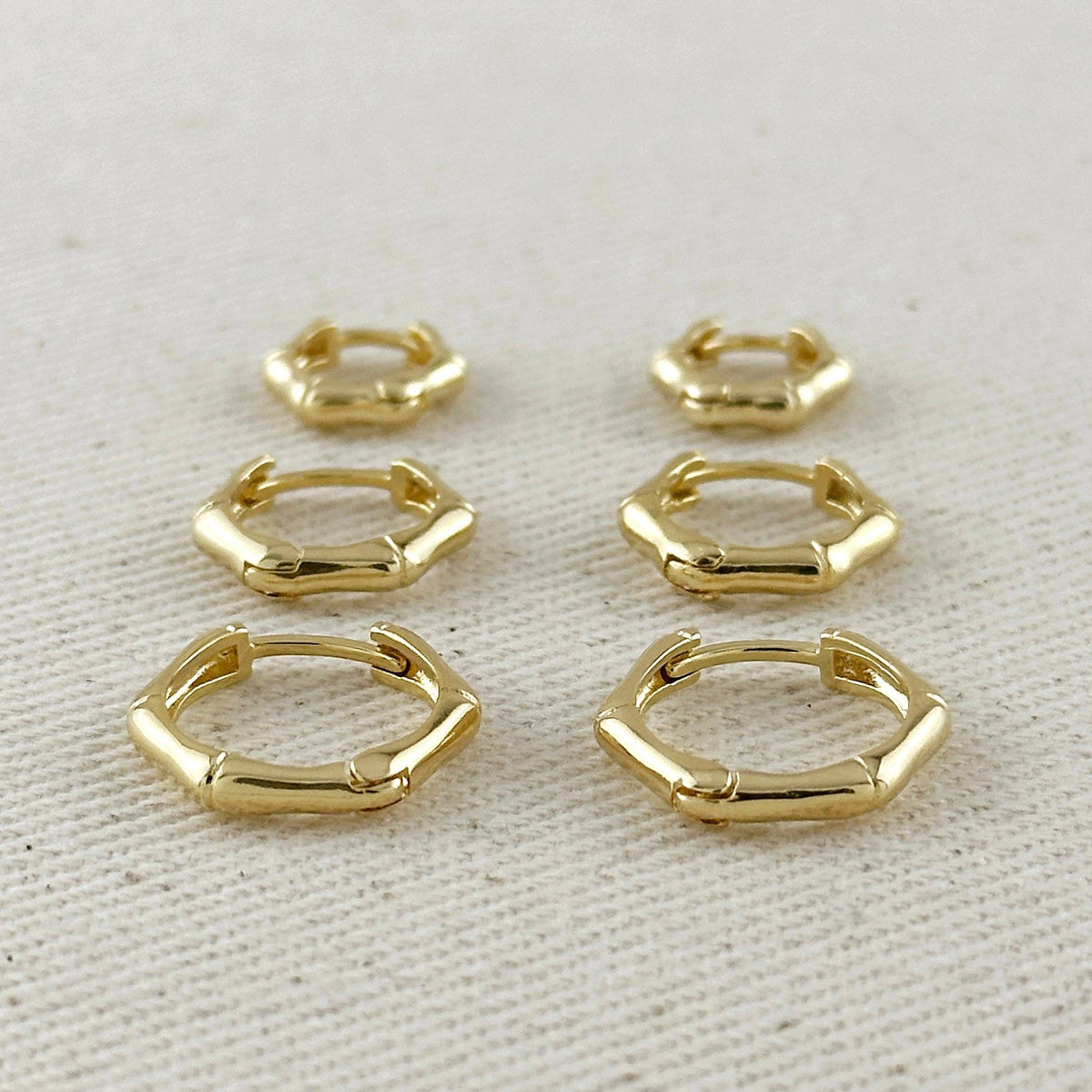 18k Gold Filled Bamboo Clicker Hoop Earrings