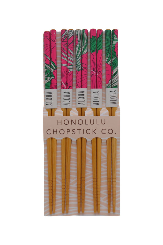"Magenta Hibiscus" Reusable Bamboo Chopsticks
