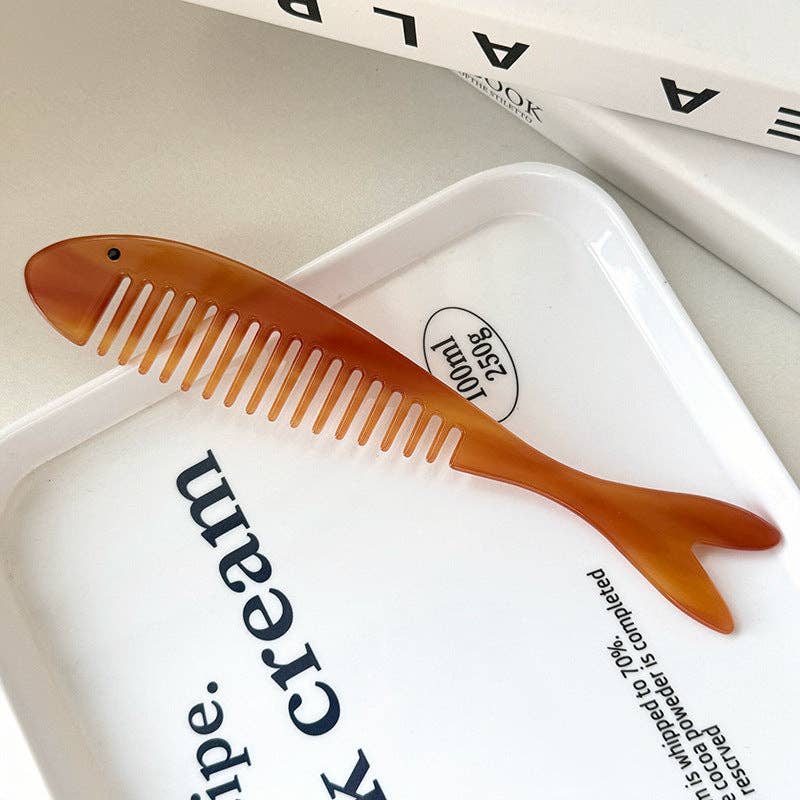 Chic Fish Shape Marble Acetate Portable Hair Combs MK2PPM6CT5CB54