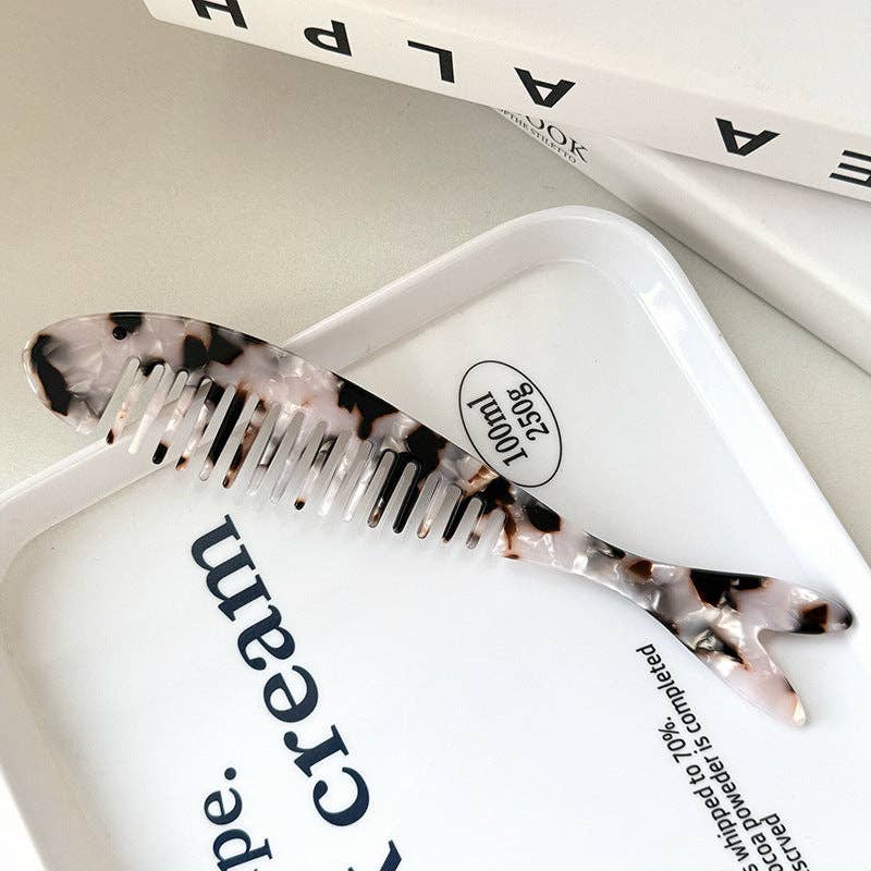 Chic Fish Shape Marble Acetate Portable Hair Combs MK2PPM6CT5CB54