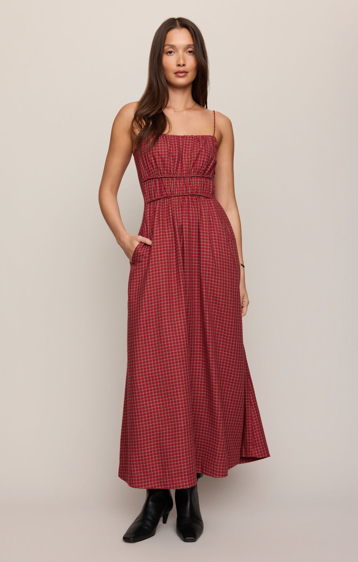 Evermore Plaid Midi Dress