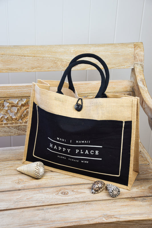 Happy Place Jute Tote