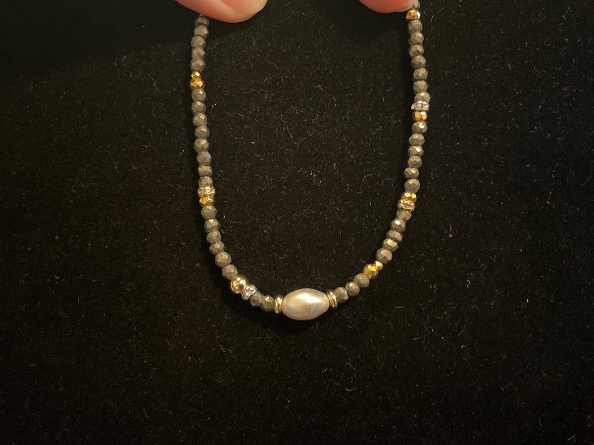 Pyrite Tahitian Pearl Bracelet