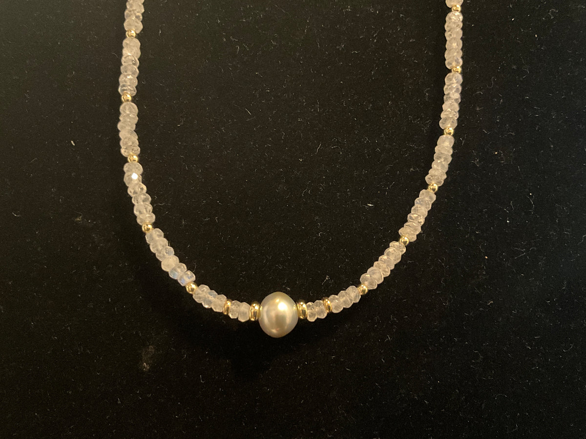 Tahitian Pearl Moonstone Necklace