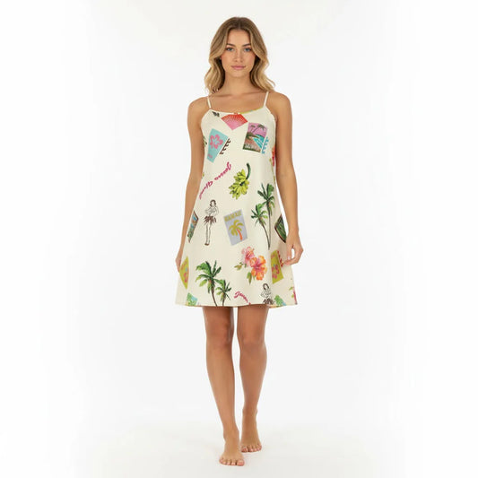 Mini Postcard Slip Dress with Pockets