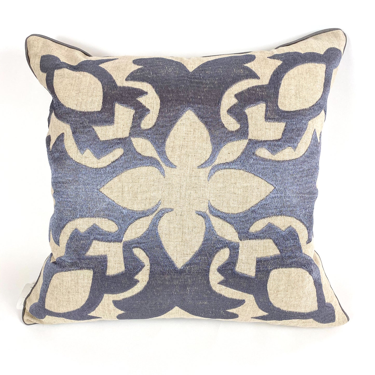 Maka Sea Embroidered Square Linen Pillow | Lanikai Collection | Sea Turtle